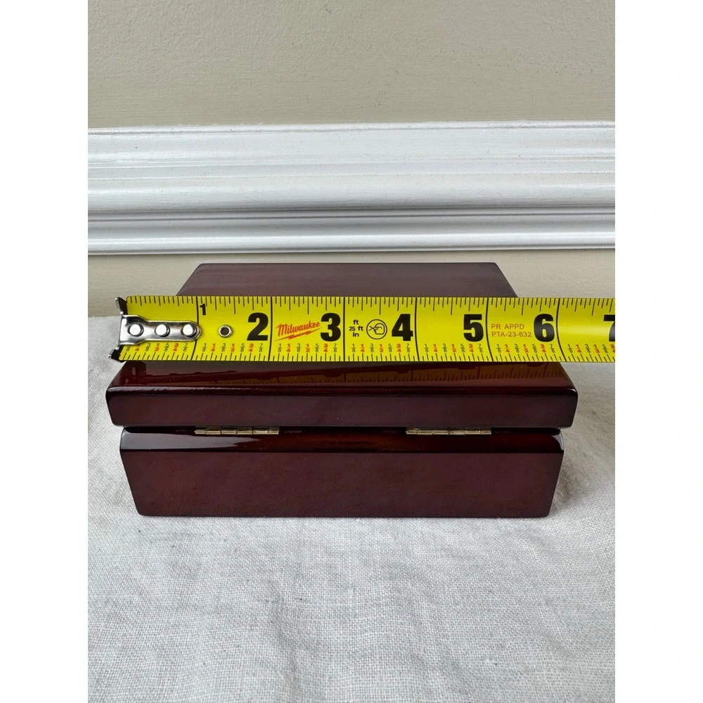 Cherry Wood Jewelry Box High Gloss Lacquer Mirror Ring Rolls White Velvet Lining